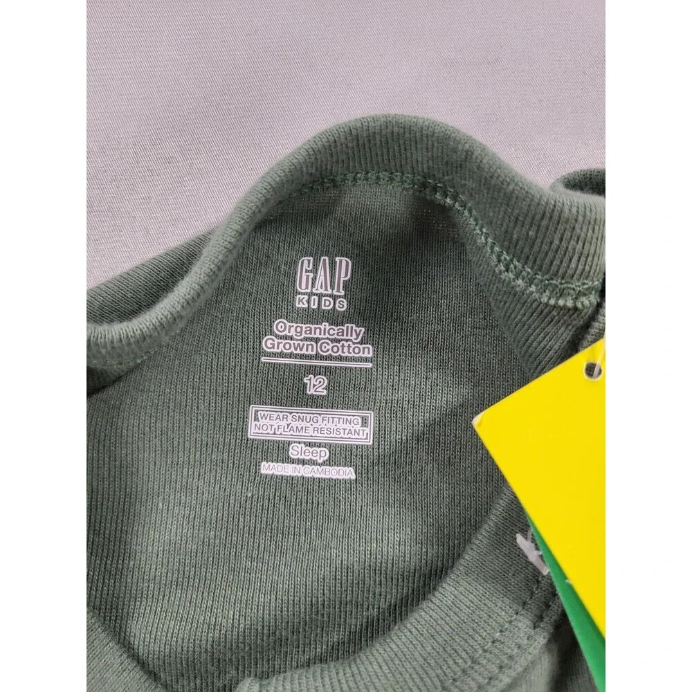 GAP Kids Sleep Boys Henley Long Sleeve Pajama Top Size 12 Organic Cotton Green